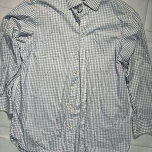 Charles Tyrwhitt Dress Shirt Men's 16.5/33 White Blue Gray Check Egyptian Cotton